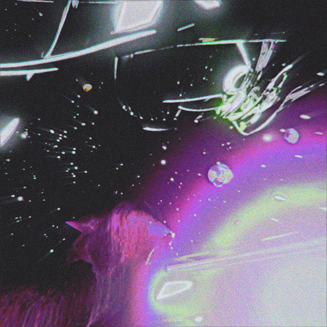 Cat looking at rotating metalheart shape