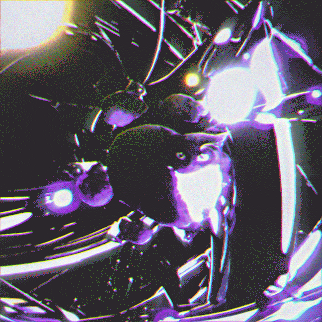 Small cats spinning around a big cat with metalheart shape